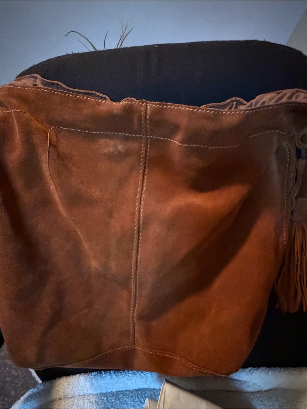 Lucky Brand Burnt Orange Suede Fringe Shoulder Bag
